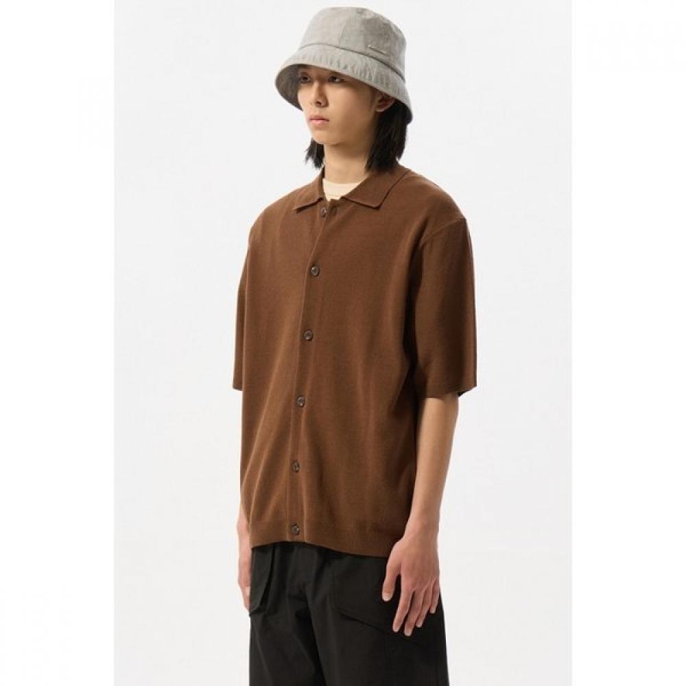 Customellow Brown Soft Half Sleeve Cardigan Cwwam25311brx