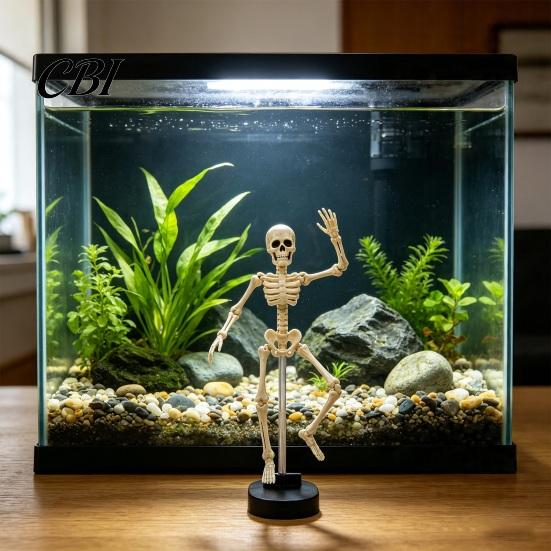 Decorazione per Acquario Festa di Halloween Scheletro Dinamico Decorazione Acquario, Ornamento Danzante Azionato ad Aria Accessorio, Paesaggio Subacqueo Spettrale per