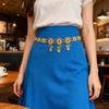 Metal Flower Belly Chains Golden Zinc Zinc Alloy Hollow Out Belt New Waist Chain  Robe Belts