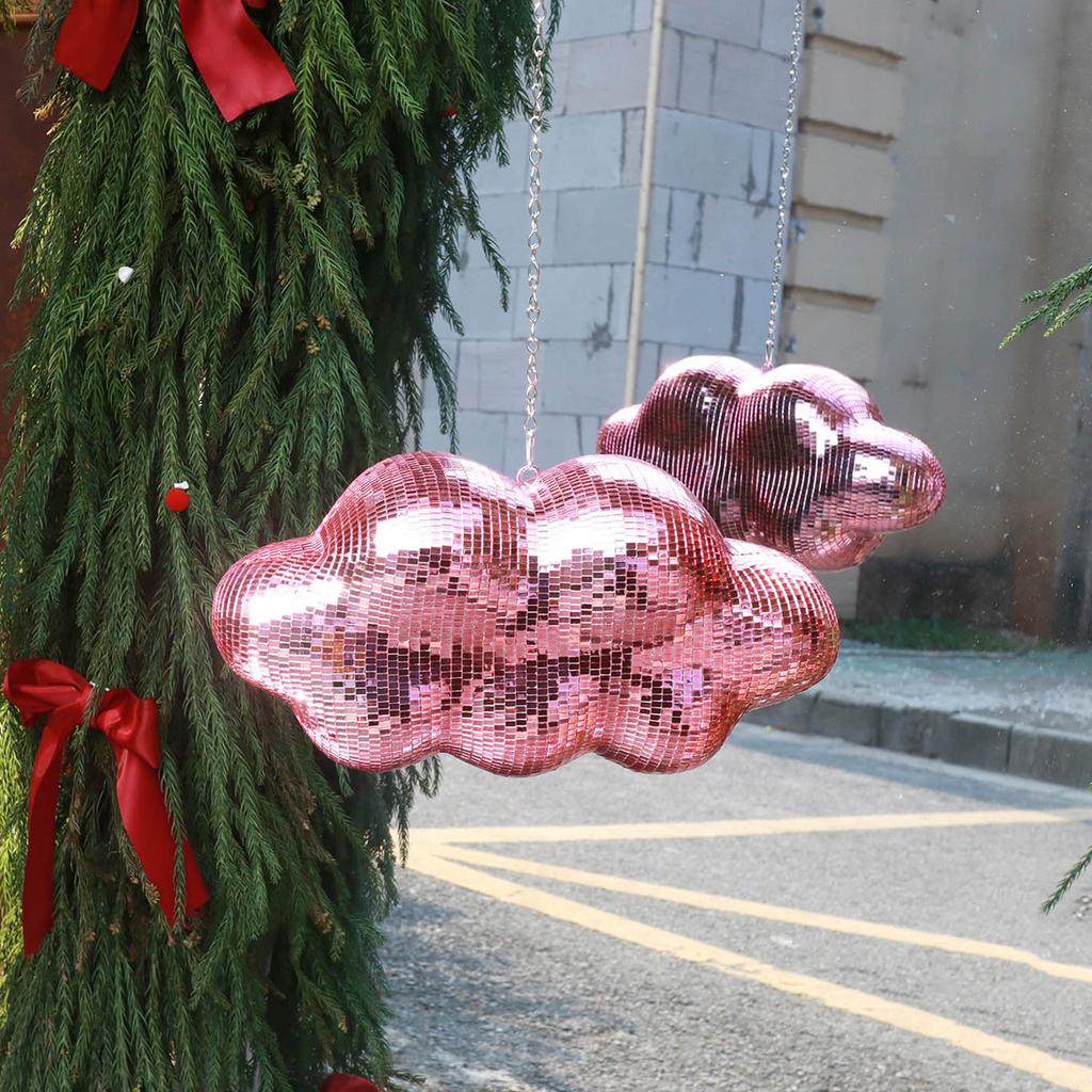 Retro Cloud Shape Discos Balls Hanging Ornament Reflective Mirror Balls with Chain for Festival Parties and Event Decors