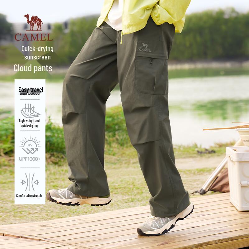 Camel Cool-Feel Cargo Wide-Leg Pants