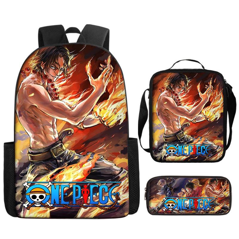 One Piece One Piece Backpack Primary And Secondary School Schoolbag Voyager King Backpack Cartoon Schoolbag Three-Piece Set