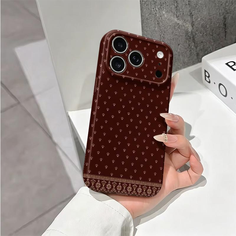 Sophisticated Ditsy Floral Border Trim Geometric Pattern Art Graphic Film Aesthetic Protective Case Cover For iPhone 14 15 16 Pro Max Plus