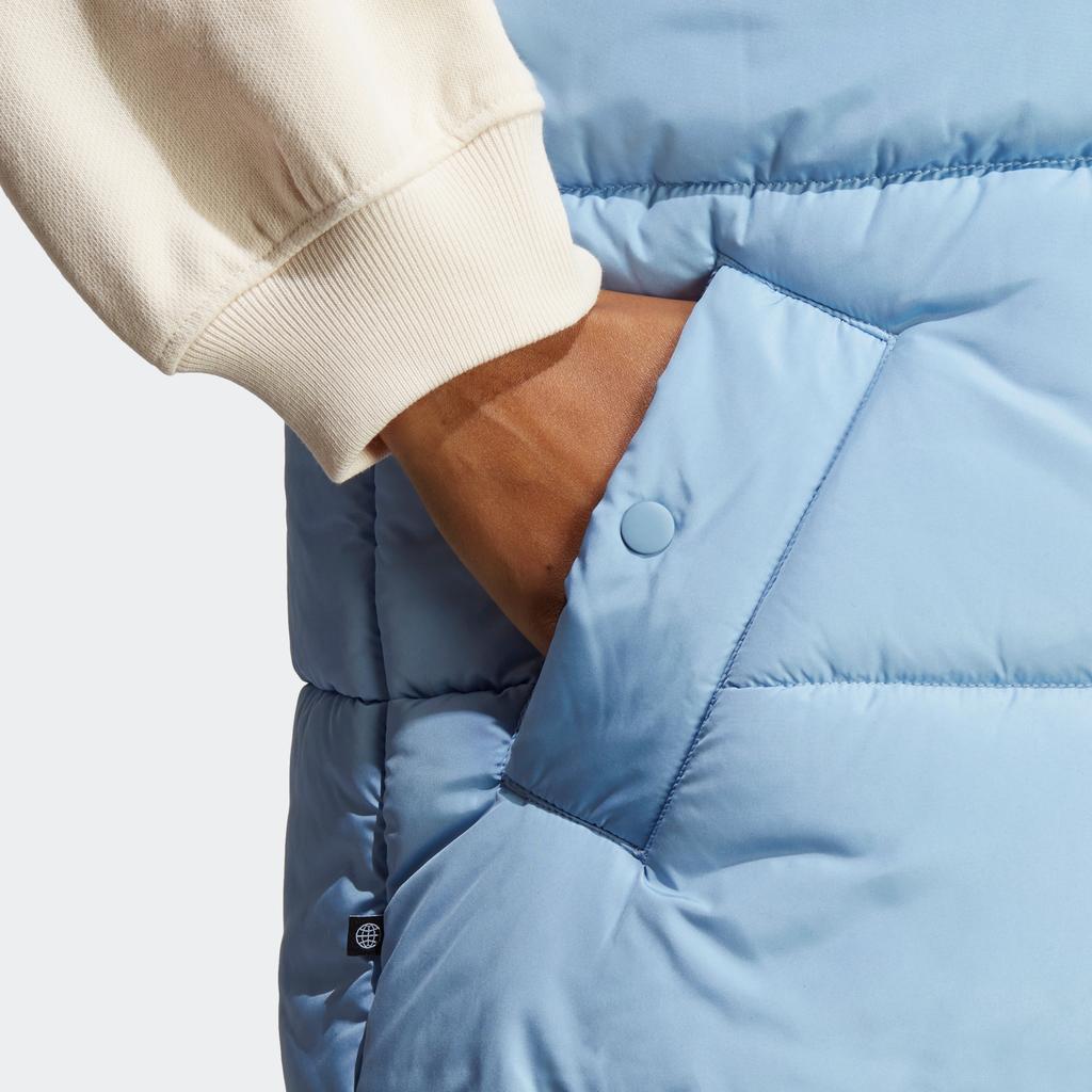Adidas Originals Reversible Vest Solid Color Logo Stand Collar Zipper Double-Sided Vest Women Vests Sky-Blue IJ8186