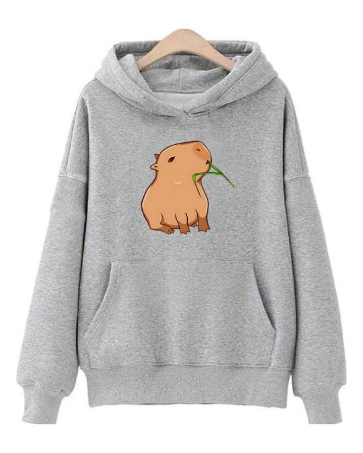 Funny Capybara Print Mikina Dámské/Pánské Kawaii Kreslené topy Mikina pro dívky Unisex Fashion Harajuku Grafické Pulovry s kapucí