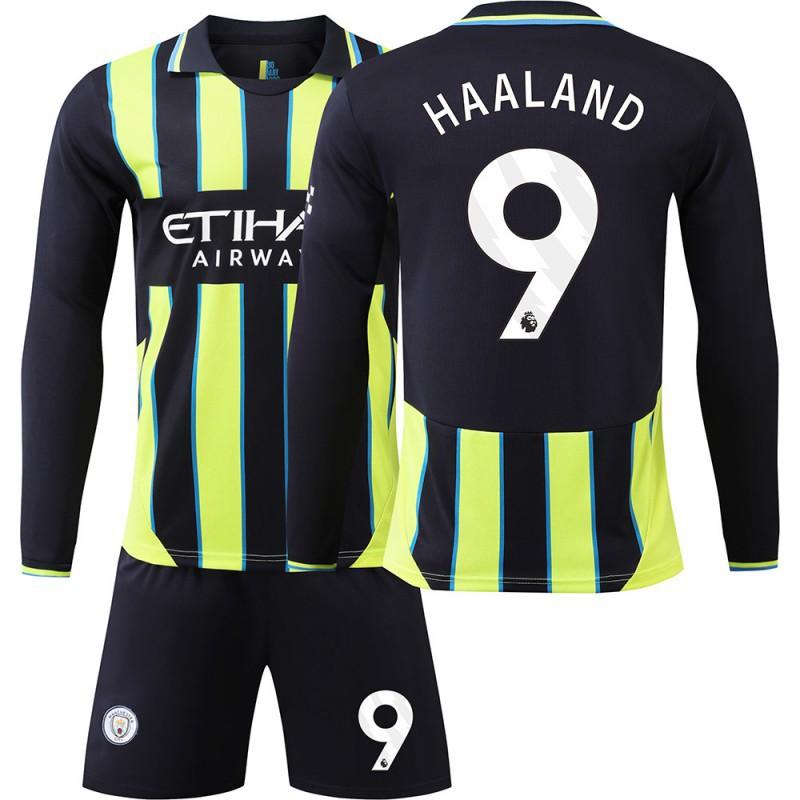2425 Manchester City Away Shirt No. 9 Harland 17 De Braunet Long-sleeved Football Set Training Clothes