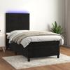 3136097 vidaXL Upholstered Bed Base with Mattress and LED Black 90x190 Cm Velvet