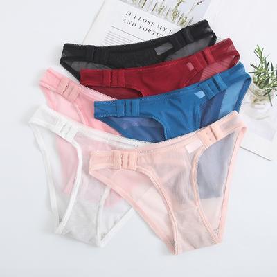 Biancheria intima per ragazze in puro cotone con cavallo basso, lingerie da donna, perizoma sexy in rete, mutandine trasparenti senza cuciture
