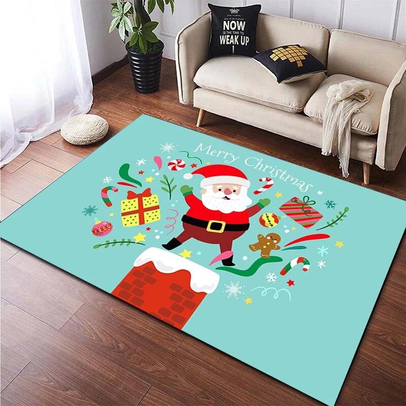 Weihnachten HD-bedruckter großer Teppich, Teppich für Wohnzimmer, Schlafzimmer, Sofa-Dekoration, rutschfeste Fußmatten, Dropshipping Alfombras