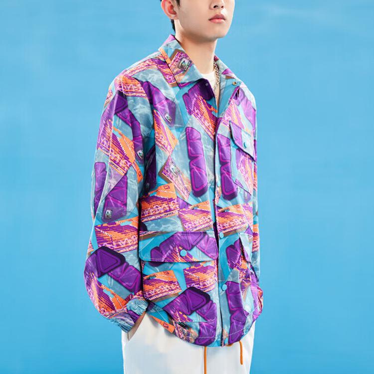 Anta Full Print Single Button Long Sleeve Jacket Men Jacket Purple 152328605-1