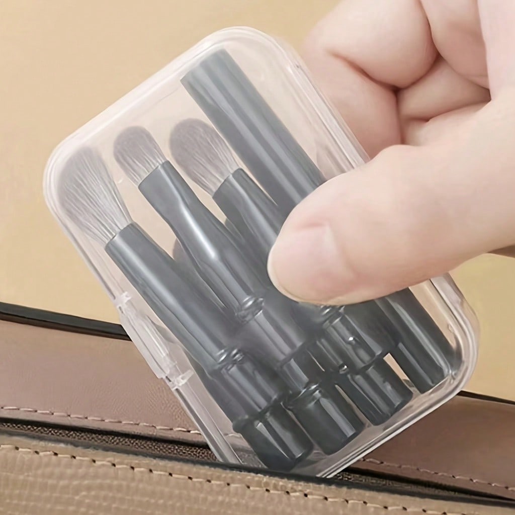 Set di 6 pennelli da trucco mini da viaggio | Tubi in alluminio staccabili, Pennelli per occhi portatili con custodia per una pulizia igienica