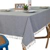 Tablecloth Ins Small Plaid Polyester Cotton And Linen Fringed Tablecloth Coffee Table Mat Dining Table Cloth Non-Slip Ins Wind Modern Simple Wind