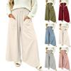 Women's High Waisted Wide Leg Pants with Pockets Casual Color Flowy Trousers