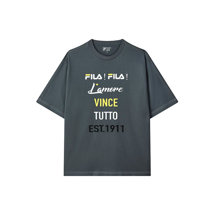 

FILA Letter Logo Printed Classic Loose Breathable Round Neck Short Sleeve T Shirt Men T Shirts Cangbu-Gray F11M133183F-DY M