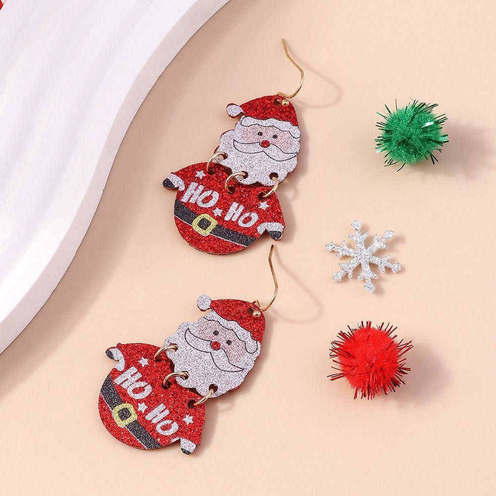 Snowman Ear Stud Christmas Tree Earring Resin Christmas Tree Necklace  Woman Girls
