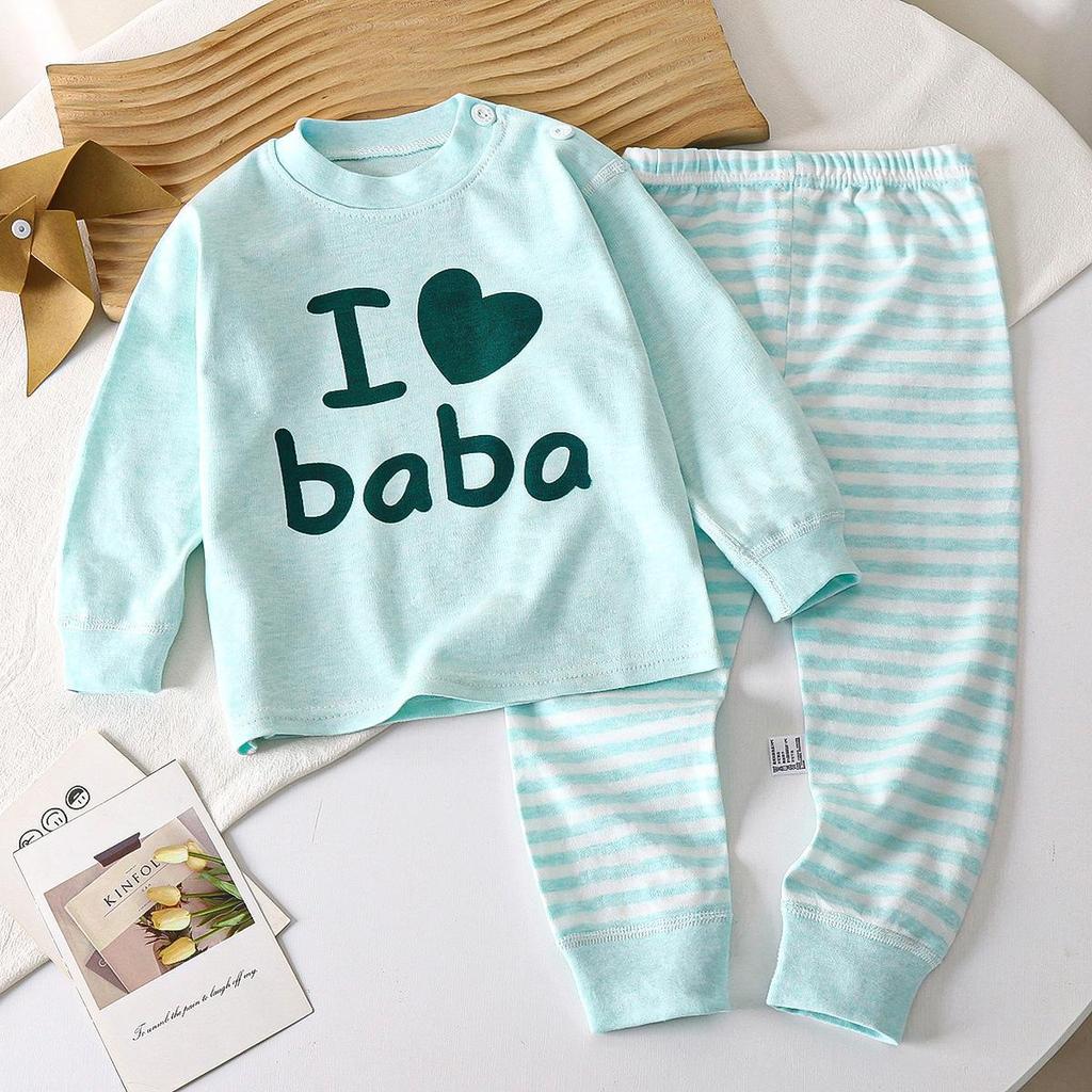 Winter Kids Long Sleeve O Neck T Shirt Pants Set Casual Baggy 2pcs Suit Cotton Cartoon Printes Outfit