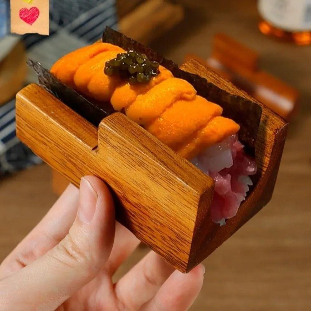Thickened Sushi RackU-shaped Sushi Rack Sapele Wood Sushi Boat Creative Urchin Holder  Home