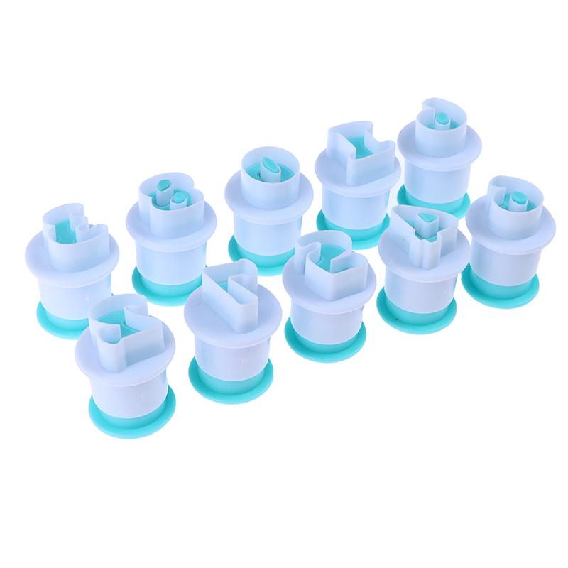 10 Pcs/Set Plastic Plunger Cookie Chocolate Cutter Baking Mold Numbers Fondant Mold Cake Decorating Tool