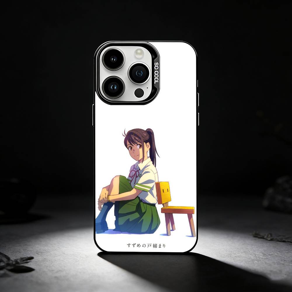 A-Anime S-Suzume Phone Case For iPhone 17,16,15,14,13,12,11 Plus,Pro Max,XS,Colored Silver Phone Case