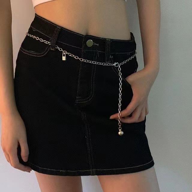 Adjustable Sexy Hot Girl Waist Chain Sweet Cool Body Chain Dance Belly Button Chain Belt with Skirt Decoration Summer