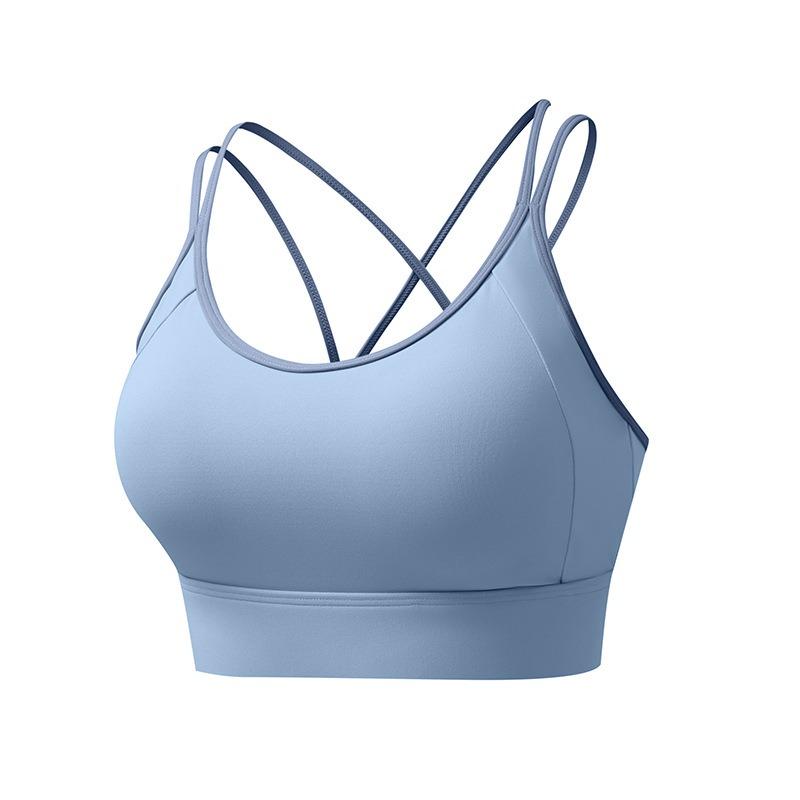 Color Block Criss Cross Back Women Push Up Sports Bra For Yoga Running Fitness