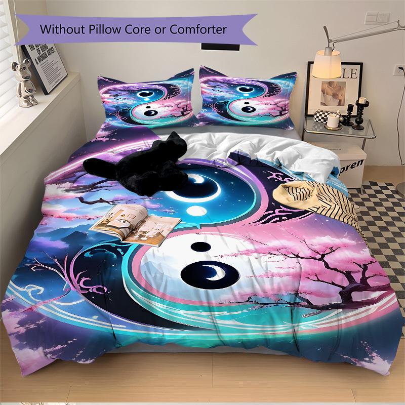 

3pcs Yin-Yang Symbol Duvet Cover Set - Machine Washable, Includes 1 Cover and 2 Pillowcases, No Core Included yy251013140 135x200cm