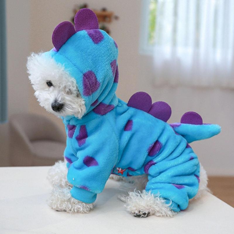 Fashion Pet Dog Jacket Winter Warm Clothes Lovely Cats Photo Dinosaur Costume