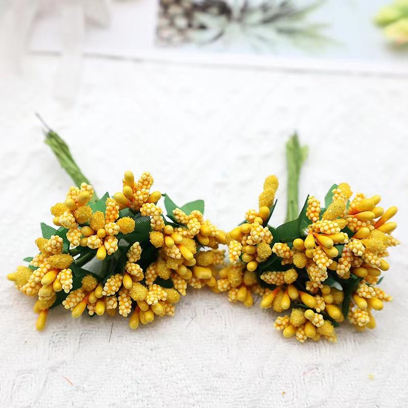 12 STK/Parti Kunstig Blomst Små Bær Pollenbærer Stilk av Ståltråd/Bryllupsblader DIY Krans Roser Kunstig Blomst
