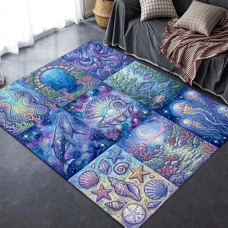 2025 New Dreamy Watercolor Ocean Carpet Rug for Living Room Bedroom Home Sofa Decoration,Kids Play Non-slip Floor Mat04