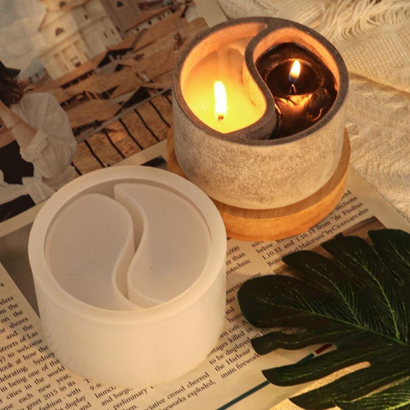 Handmade Tai Chi Aromatherapy Candle Cup Decoration Dropping Glue Mold Candle Holder Mold