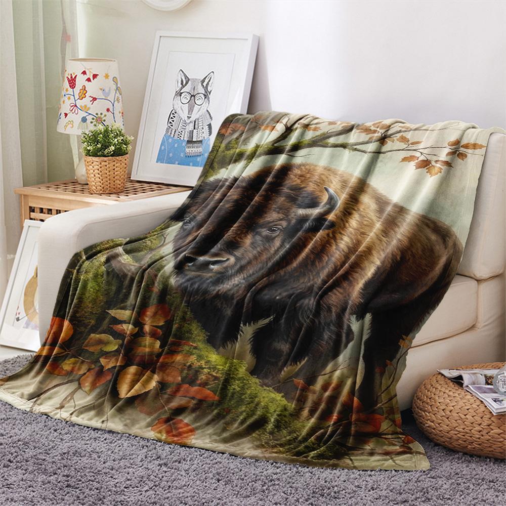 1PC Tropical Floral Art Print FlAannel Blanket, High quality Comfortable for All Seasons, Home Decor, Warmth and Comfort