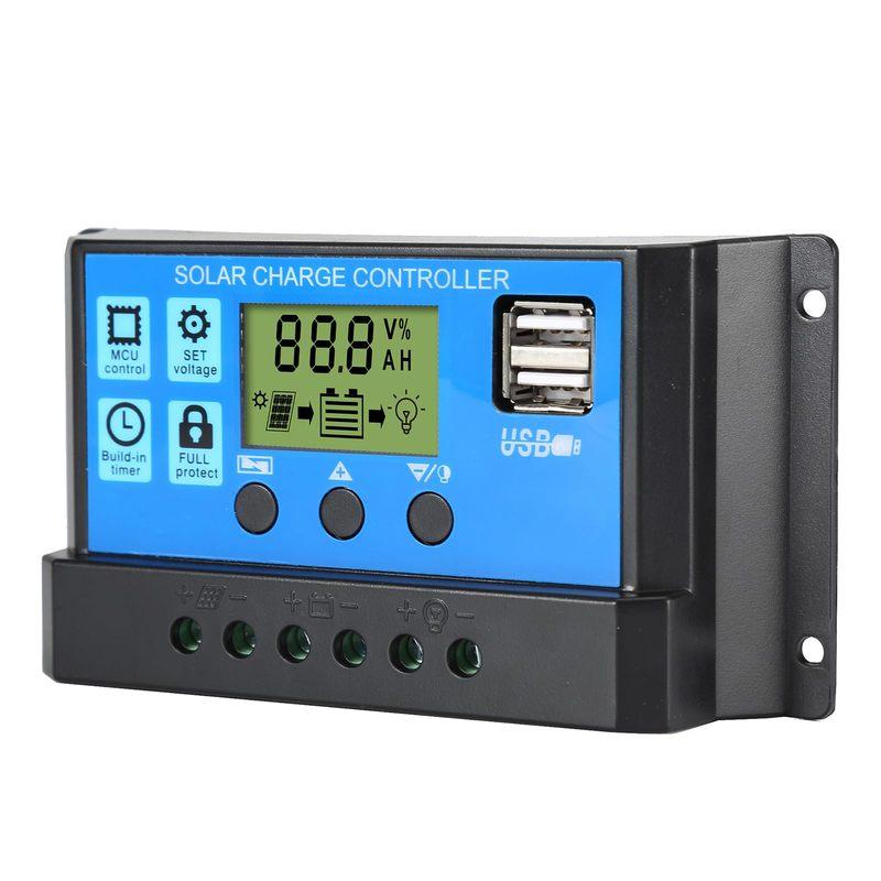 New 10/20/30/40/50/60/100A PWM Solar Charge Discharge Controller LCD Display Dual USB Auto Solar Cell Panel Charger Regulator