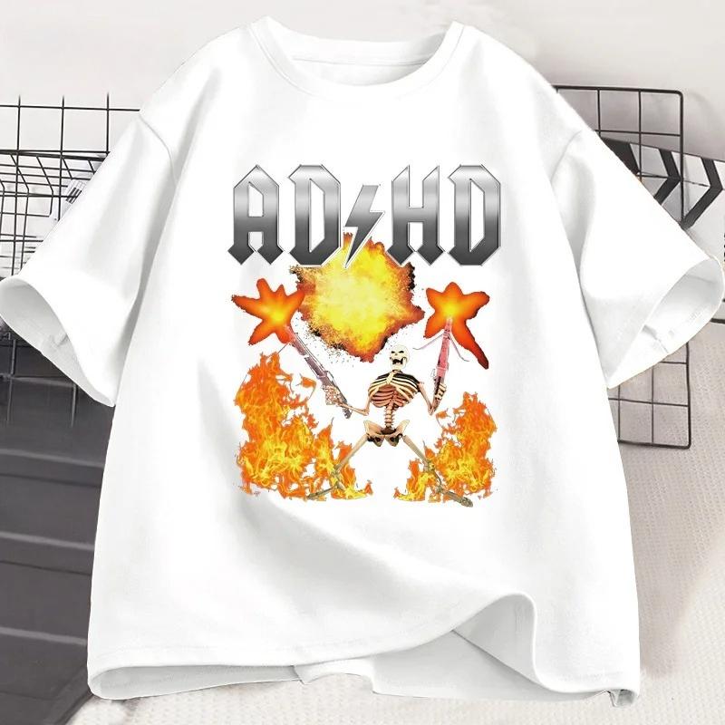 Funny ADHD Graphic Tee Shirt Unisextal Health Awareness TShirt Unisex Women Fashion Casual Tops All Season Loose Harajuku Clothing