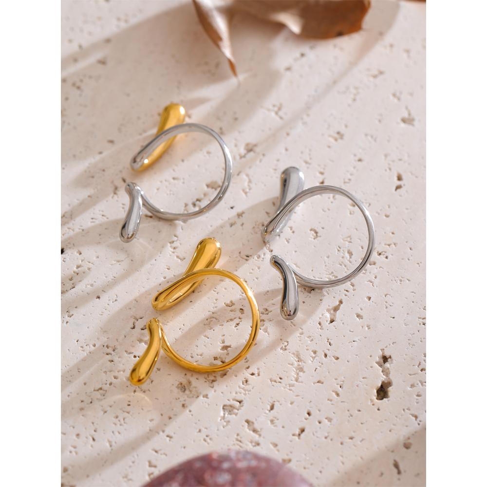 Yhpup Stainless Steel Twisted Irregular Adjustable Creative Fashion Ring Distinctive Geometric Finger Jewelry Accessories New