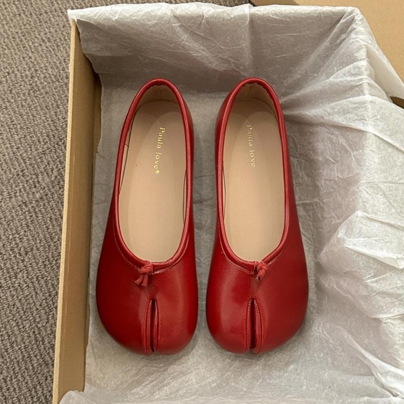 Damen Ballerinas Bequeme Loafer zum Gehen Mode Weiches Leder Gespaltene Zehen Ballettschuhe Damen Lässig Mädchen Tanzschuhe Damen