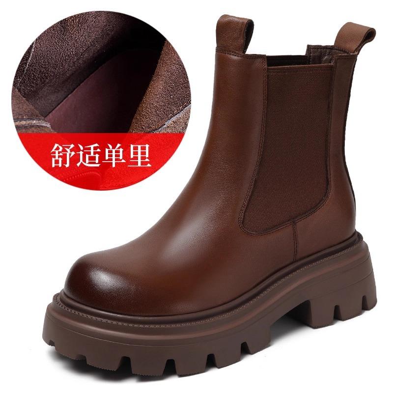 

Thick-soled Martin boots women s autumn and winter 2025 new retro casual soft leather Chelsea short boots small cigarette boots tide 40