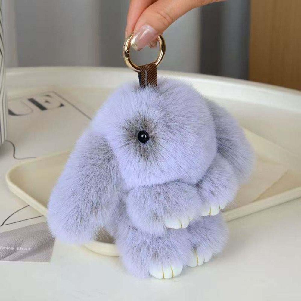 Lovely Play Dead Rabbit Doll Fluffy Plush Rabbit Pendant Rabbit Fur Keychain  Children's Toys