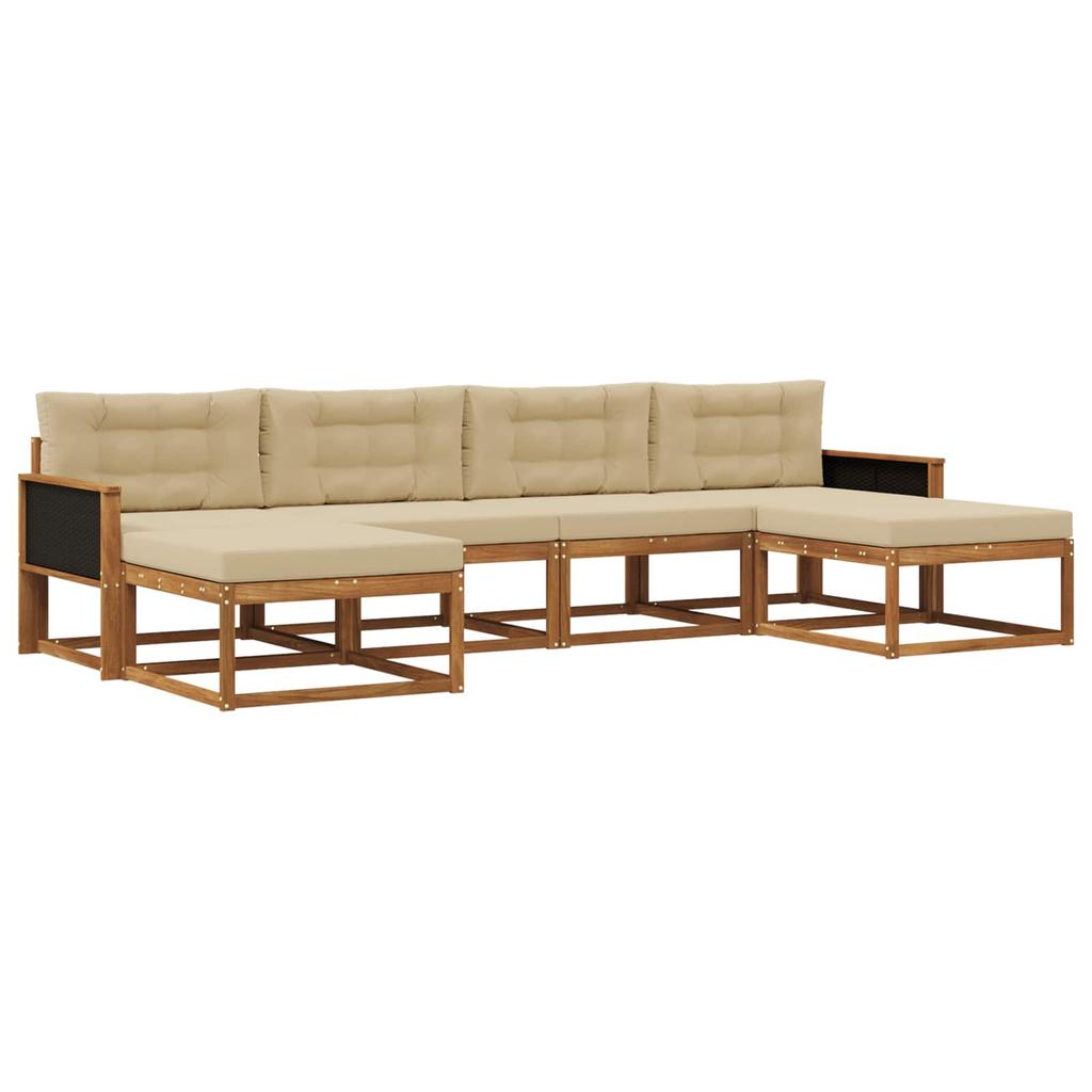 Outdoor Sofa Set with Cushions 6 pcs Natural and Beige