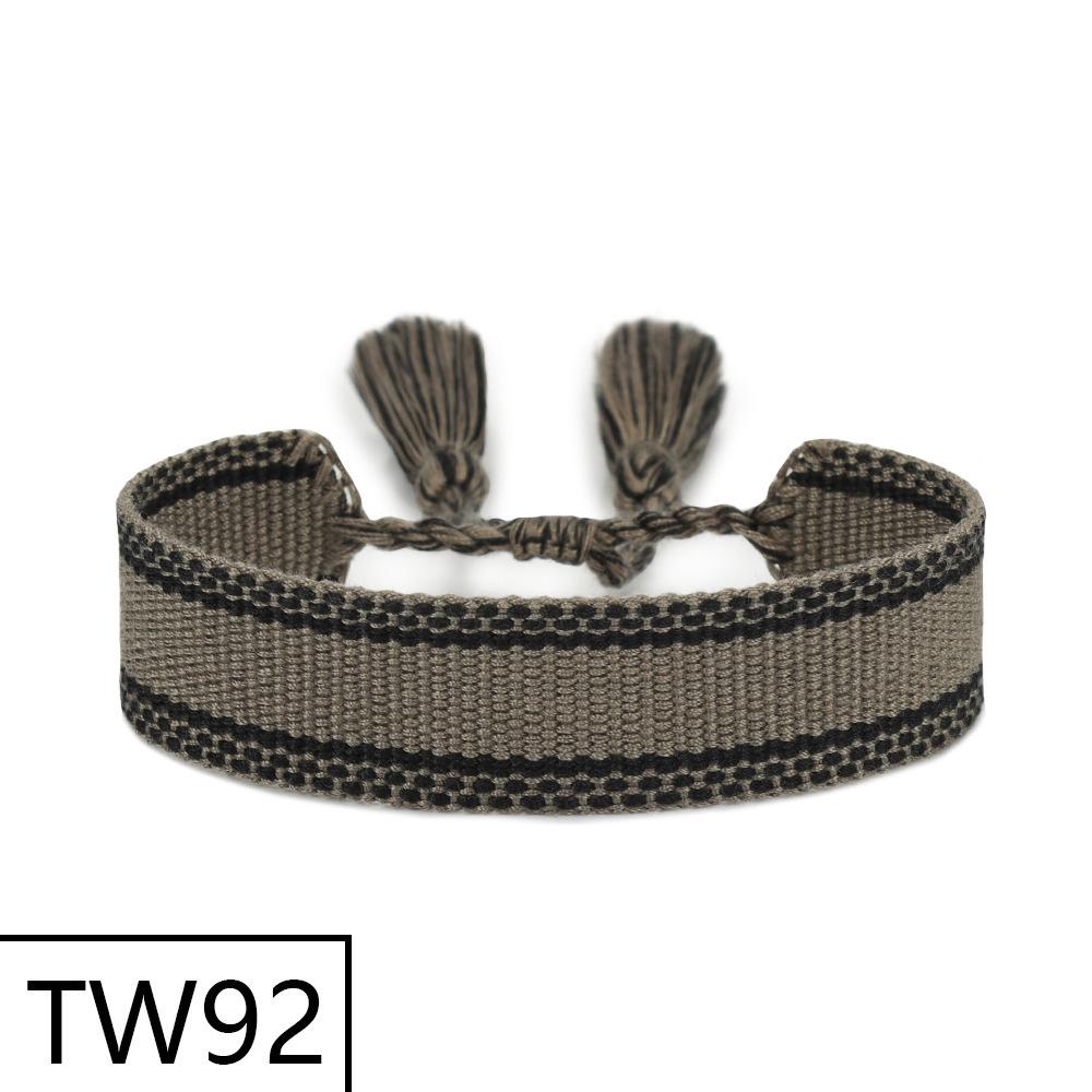 Handmade Bohemian Embroidered Logo Tassel Bracelet - Ethnic Style Friendship Band