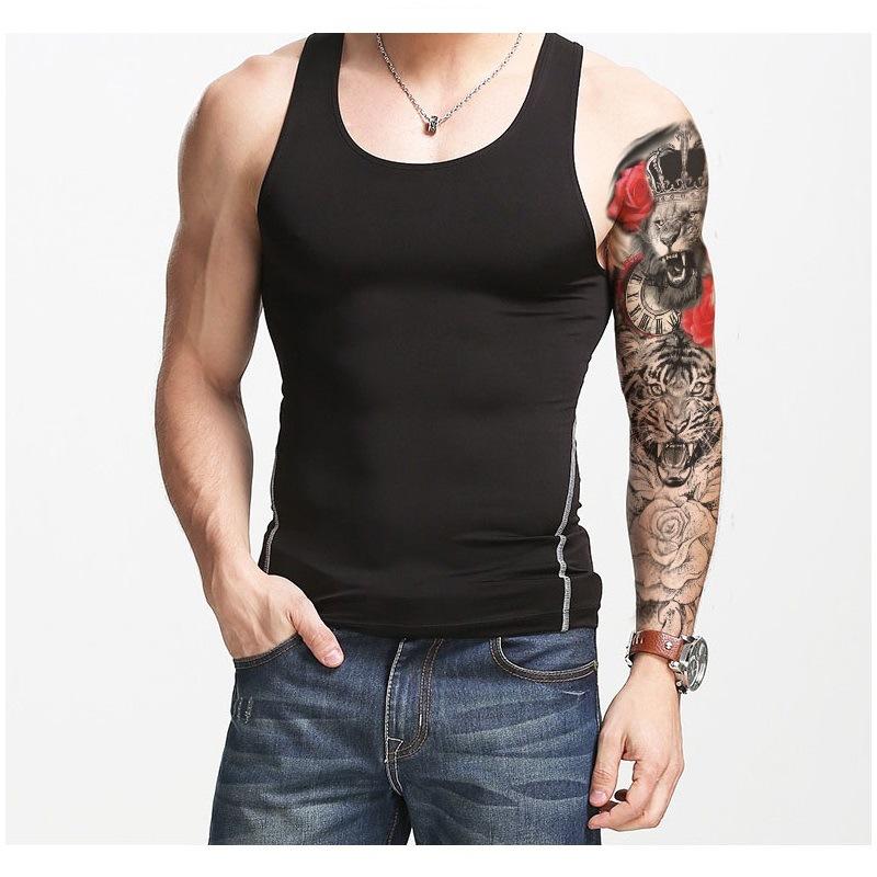 Full Arm Flower Arm Large Pattern Set, Water Transfer Print Black Animal Pattern Lion Owl Simulation Tattoo Sticker