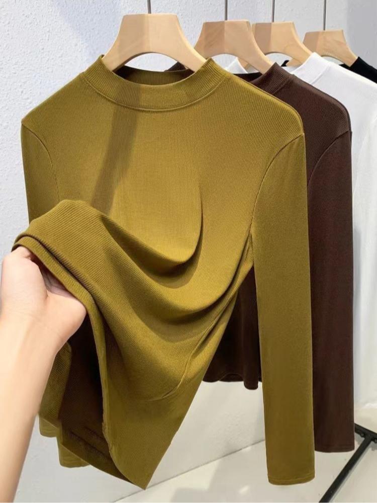 Podzimní německý sametový materiál stojáček nadměrná velikost slim fit s dlouhým rukávem hřejivá základní košile