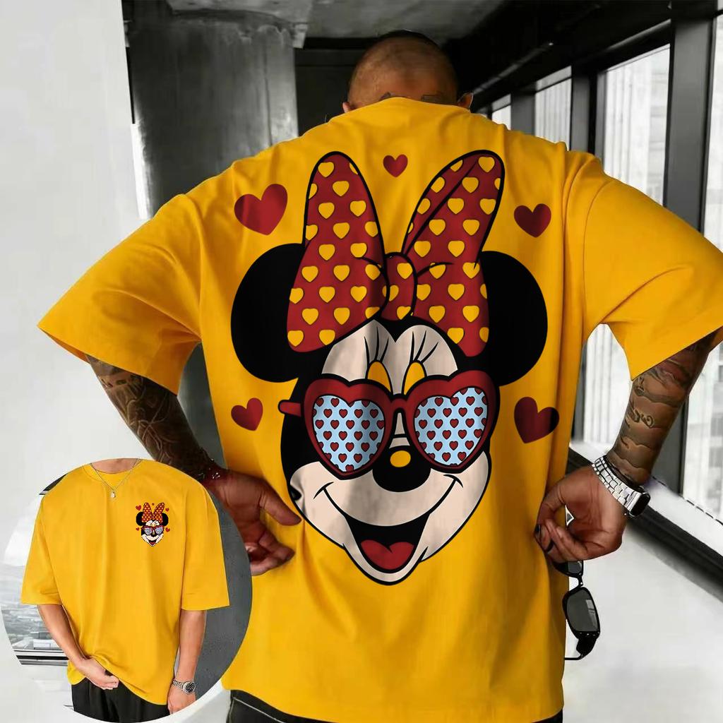 2026 Verano Disney Lindo Mickey Mouse Camiseta Estampada 100% Algodón Manga Corta Casual Holgada Transpirable Top Unisex