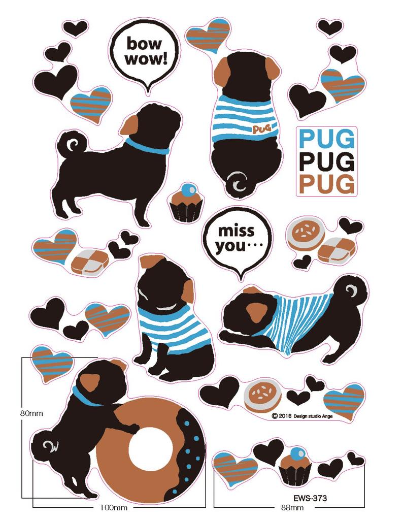 Sankomark Kogyo House Gida Pug Wall Sticker EWS-373