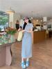 Women's Embroidered Polo Collar Short-Sleeved T-Shirt Dress - Waist-Cinching Slim Summer Long Skirt, Academy Style.