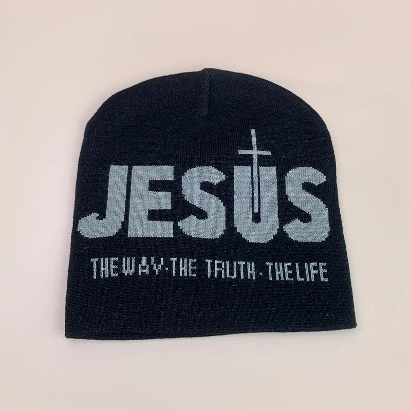 Y2K Letter Cross Street Wool Knitted Hats Autumn And Winter Hip Hop Warm Personal Comfortable Versatile Fashion Jacquard Weave