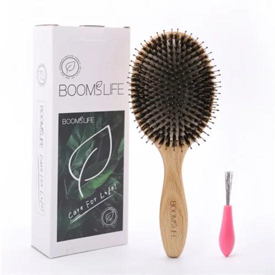 Boar Bristle Hair Brush Peine OAK Wood Comb Women Hair Styling Scalp Massage Hairbrush Salon De Beaute Barber Accessories boar bristle