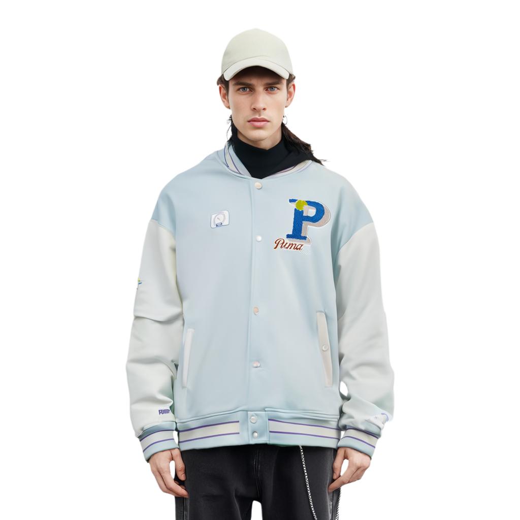 Puma Letter Print Casual Long Sleeve Jacket Unisex Jacket Light-Blue 625797-23