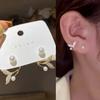 Cute Korean Earrings Heart Bling Zircon Stone Rose Gold Color Stud Earring for Women Fashion Jewelry New Gift