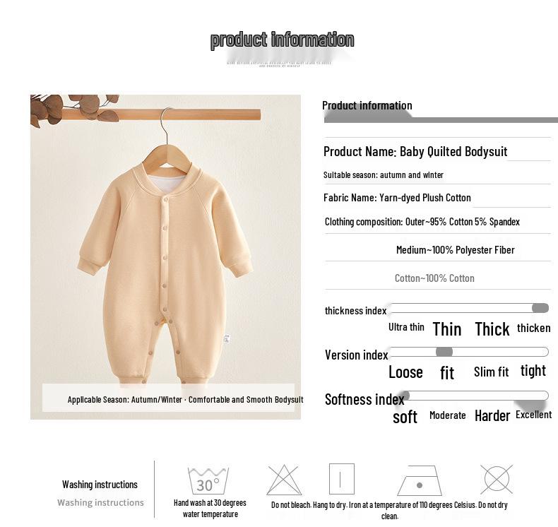 Autumn/Winter Newborn Thin Cotton Warm Romper Jumpsuit - Thickened Pajamas Onesie