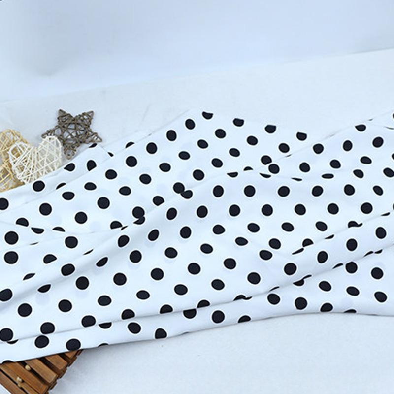 Multi-Color Polka Dot Stripe Printed Elastic Chiffon Drape Fabric for Handmade Sewing Tops Clothes Skirts Dresses Blouse Cloth
